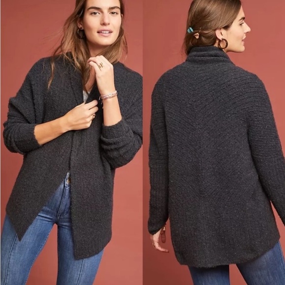 Anthro Sleeping on Snow Burgundy Wine Wool Alpaca Knit Cocoon Cardigan Sweater - Picture 6 of 16